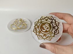 Placa de Selenita Mandala dorado