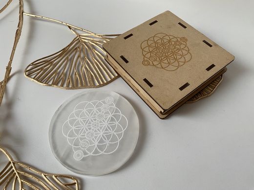 Placa Selenita Chakras y Flor de la Vida