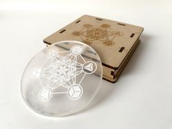 Placa Selenita Cubo Metatrón