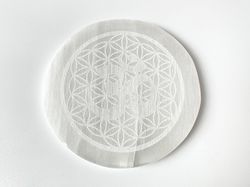Placa selenita Flor de la Vida Om