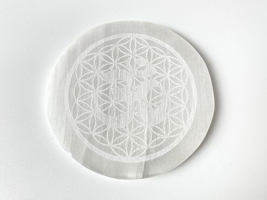 Placa selenita Flor de la Vida Om