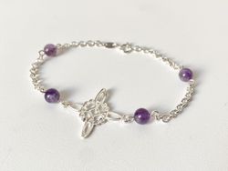 Pulsera Nudo de Bruja Plata con Amatistas