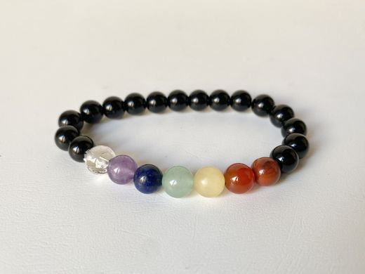 Pulsera Siete Chakras Obsidiana