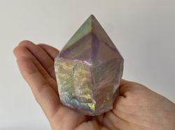 Punta de Cuarzo Aura semipulida base plana